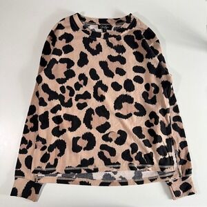 Jessica‎ Simpson Leopard Print Long Sleeve Top Crewneck Pullover - S